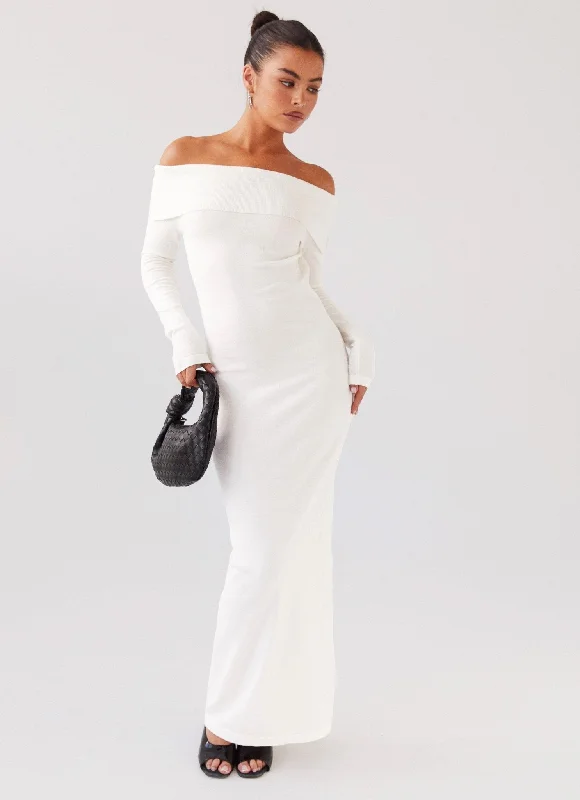 Weekend Offers and Savings Alexandra Off Shoulder Knit Maxi Dress - Ivory