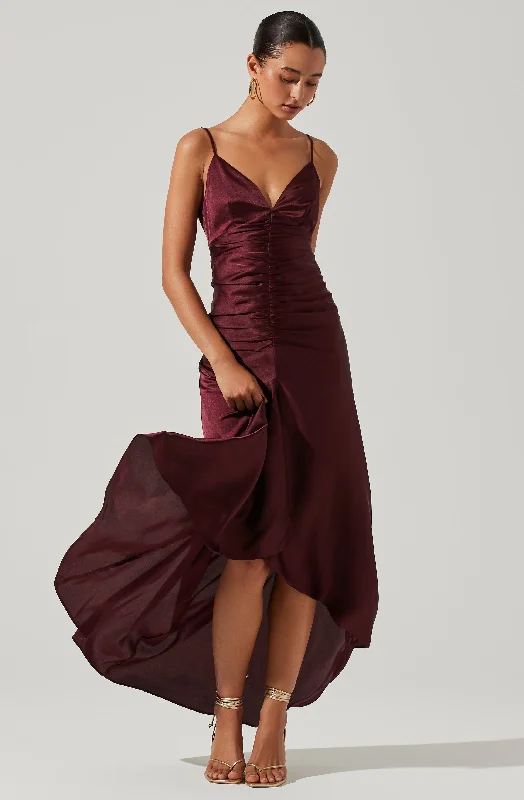 Unbeatable Offer Amalia Ruched Satin Maxi Dress