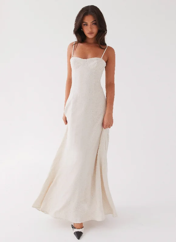 Weekend Offers You Can’t Miss Angelina Linen Maxi Dress - Oatmeal