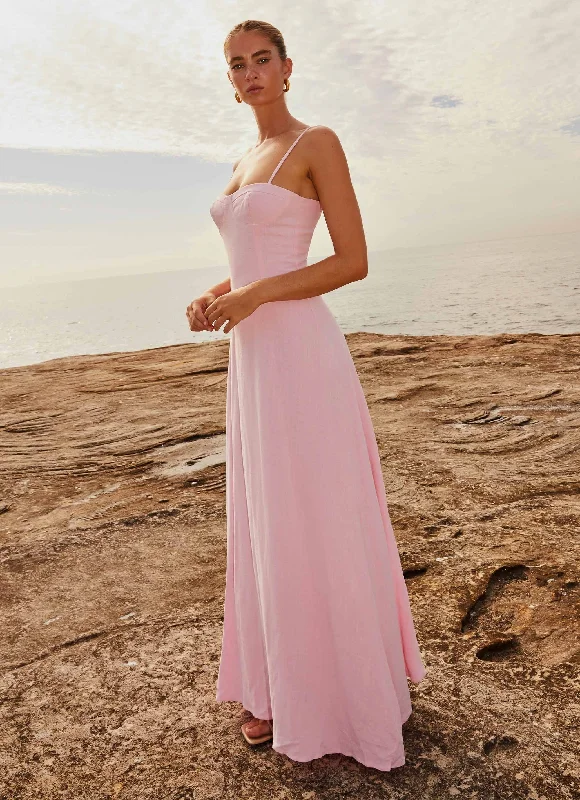 Weekend Price Drops Angelina Linen Maxi Dress - Pink Petal