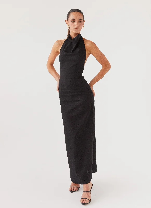 Sale of the Year Cartia Linen Maxi Dress - Black