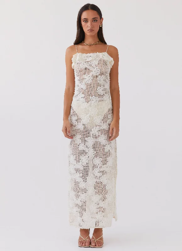 Weekend Deals You’ve Been Waiting For Evangeline Embroidered Maxi Dress - Ivory Tea