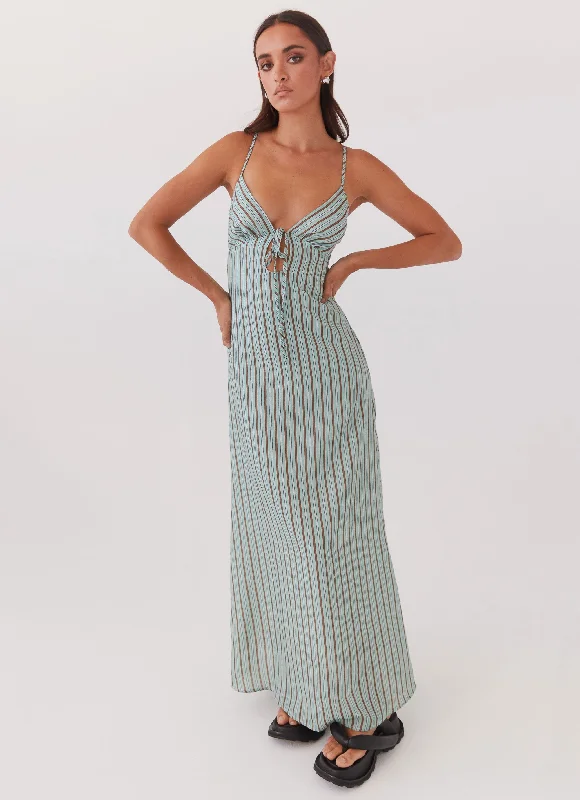 Weekend Must-Have Offers Flora Linen Maxi Dress - Coastal Stripe