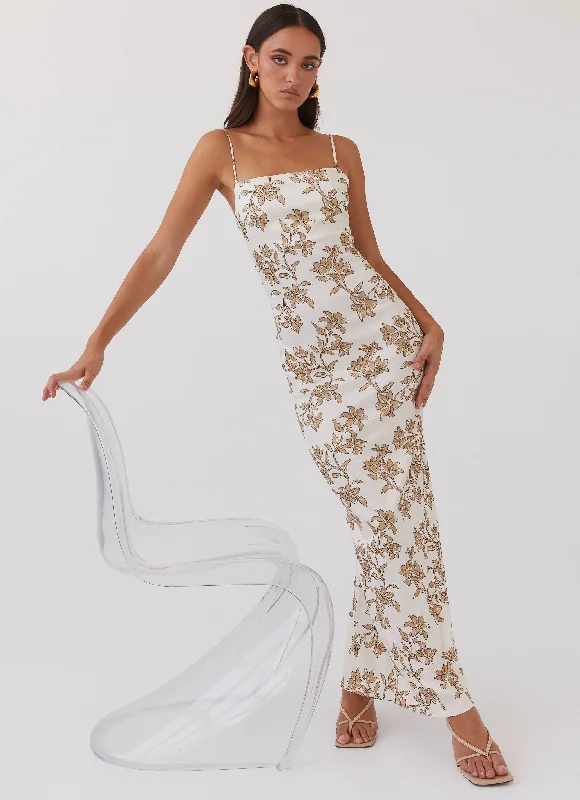 Weekend Offers Galore Lara Satin Maxi Dress - Hazel Bloom