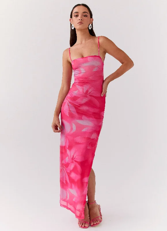 Super Price Slash Life In Pink Maxi Dress - Abstract Bloom