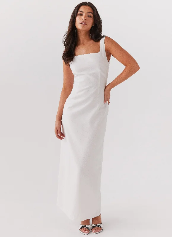 Super Deal Melina Linen Maxi Dress - White