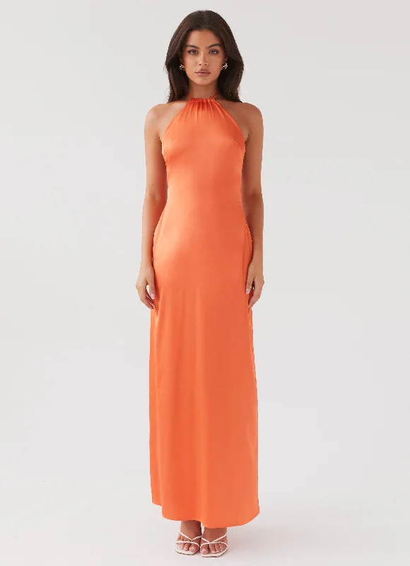 Weekend Exclusive Offers Melody Day Halterneck Maxi Dress - Tangerine