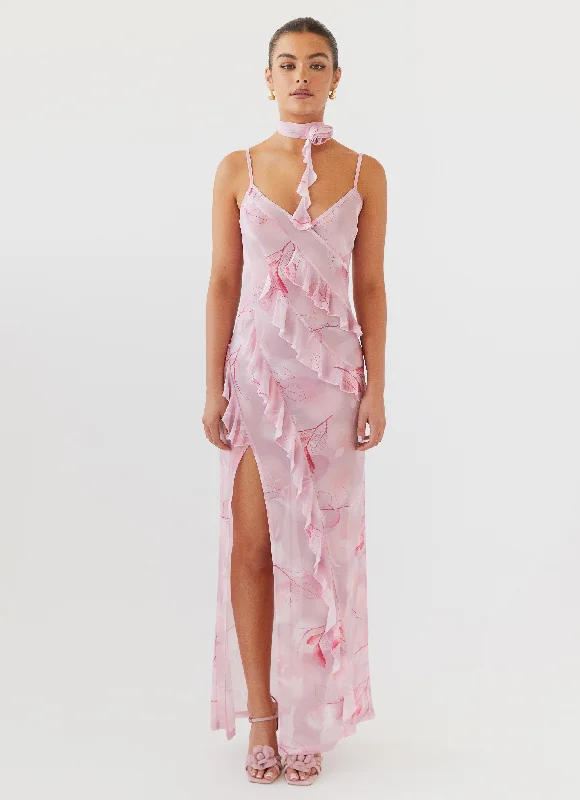 Big Discount Event New Romantics Mesh Maxi Dress - Soft Pink