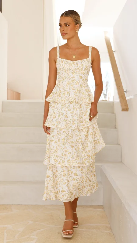 Weekend Wonders Page Maxi Dress - Yellow Floral