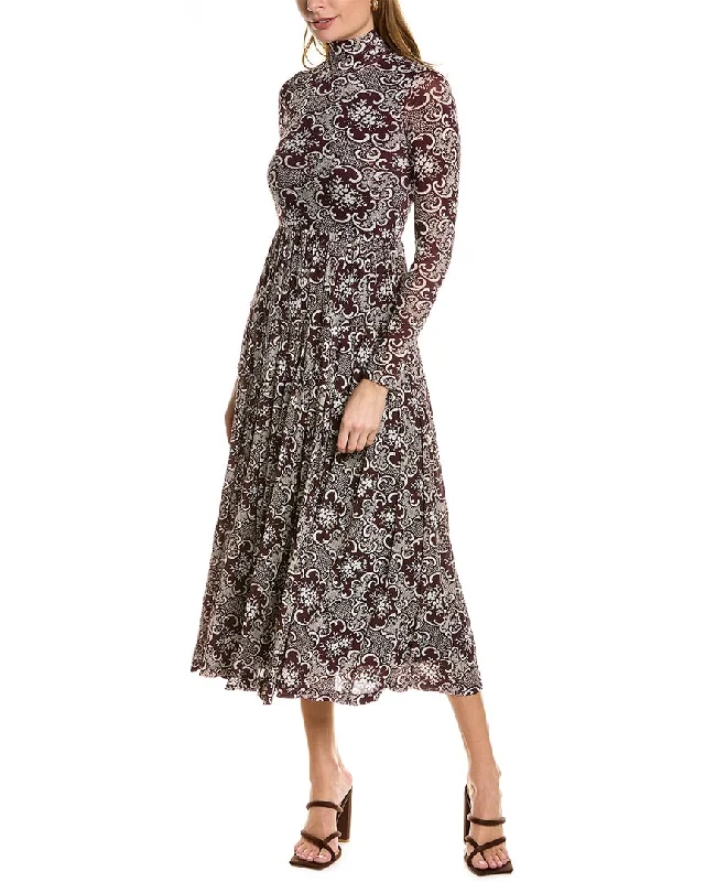 Weekend Bonanza Rebecca Taylor Rochelle Fleur Pleated Maxi Dress