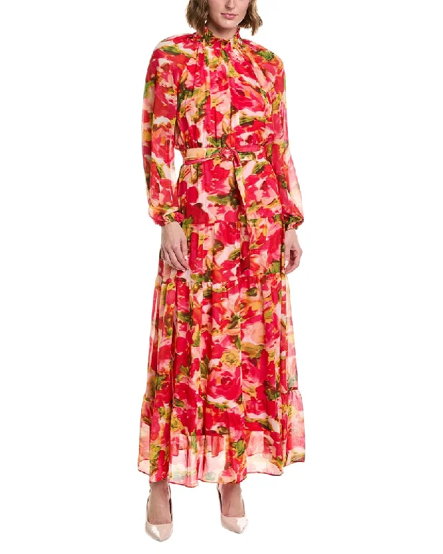 Shop & Save Big Taylor Printed Chiffon Maxi Dress