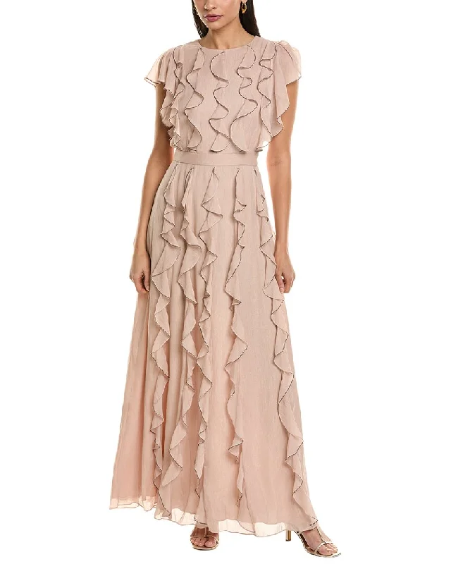 Limited Stock Ted Baker Ruffle Maxi Dress With Metal Ball Trim