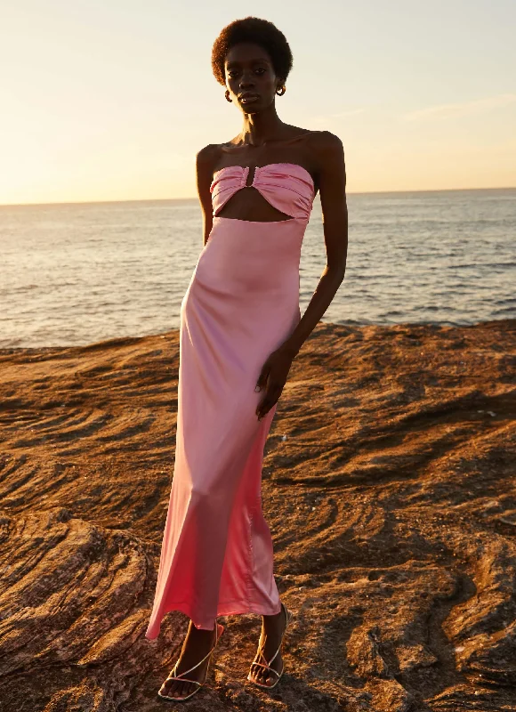 Weekend Discount Fest Tropicana Satin Maxi Dress - Candy