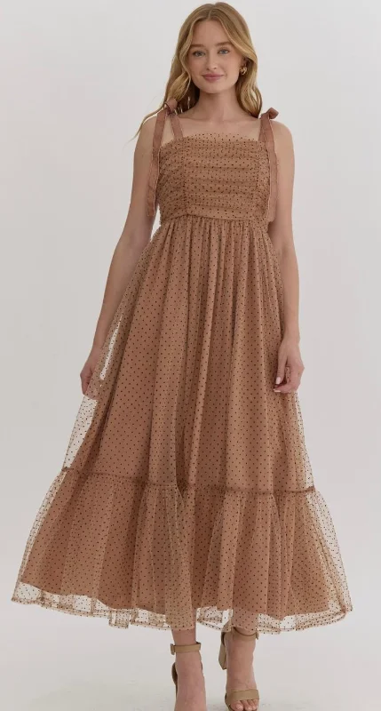 Weekend Mega Sale Event Camel Dot Maxi Dress