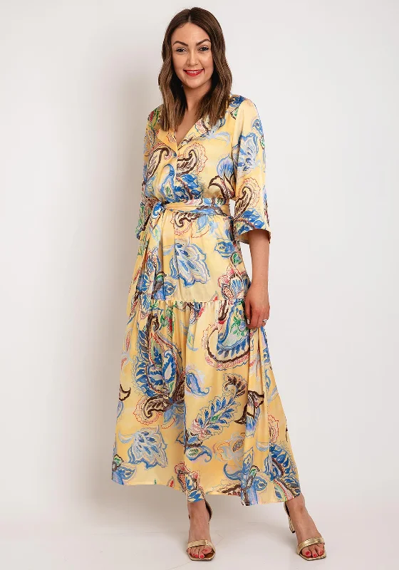 Weekend Shopping Fever Camelot Floral Satin Touch Maxi Dress, Yellow