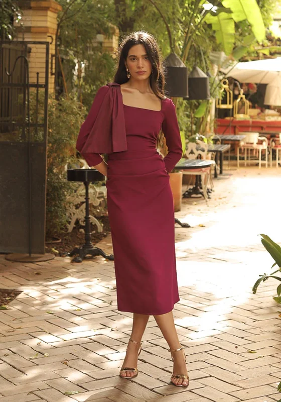 Limited-Time Discount Cayro Berta Taffeta Shoulder Bow Maxi Dress, Eggplant