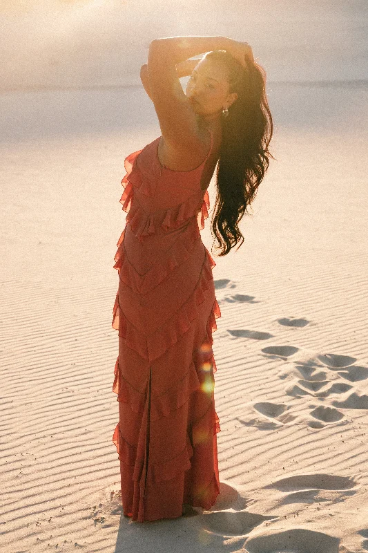 Weekend Big Sale Ciao Ruffles Maxi Dress - Rosewood