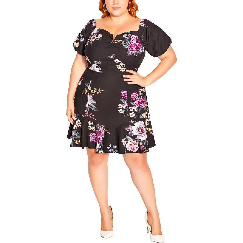 Weekend Top Offers City Chic Womens Plus Arianna Floral Print  Fit & Flare Dress