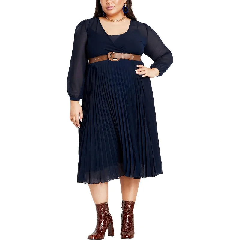 Seasonal Sale City Chic Womens Surplice Long Fit & Flare Dress