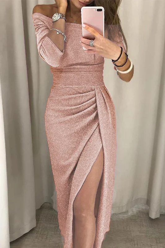 Weekend Savings Bonanza CityHottie Wrap Hip Slit Collar Maxi Dresses(5 Colors)
