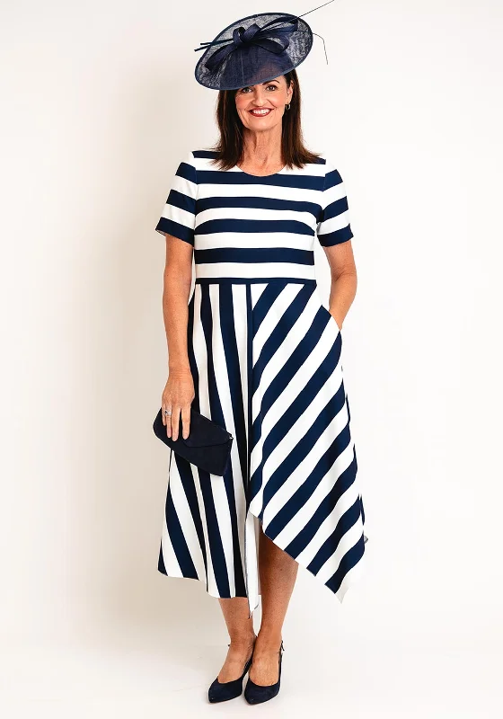 Weekend Shop Now Coco Doll Hara Geometric Stripe Maxi Dress, Navy & White