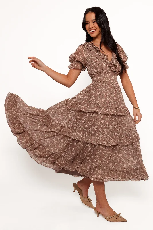 Weekend Mega Sale Event Dayla Maxi Dress - Brown/Light Beige