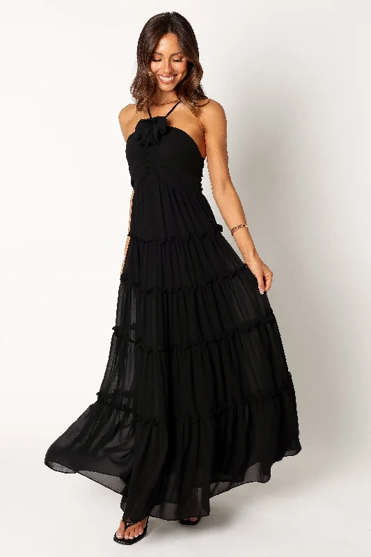 Weekend Steals Await Dottie Halterneck Maxi Dress - Black