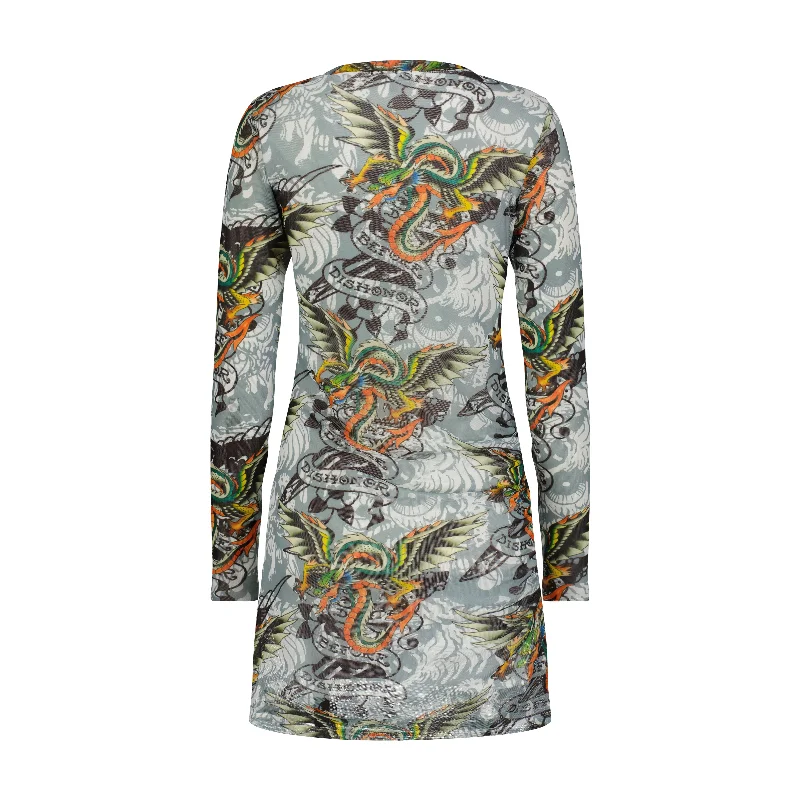 Weekend Bargain Shopping Dragon Wings Mesh Dress