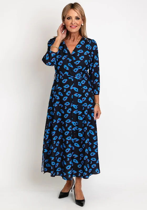 The Big Clearance Ella Boo Leopard Print A-Line Midi Dress, Navy Multi