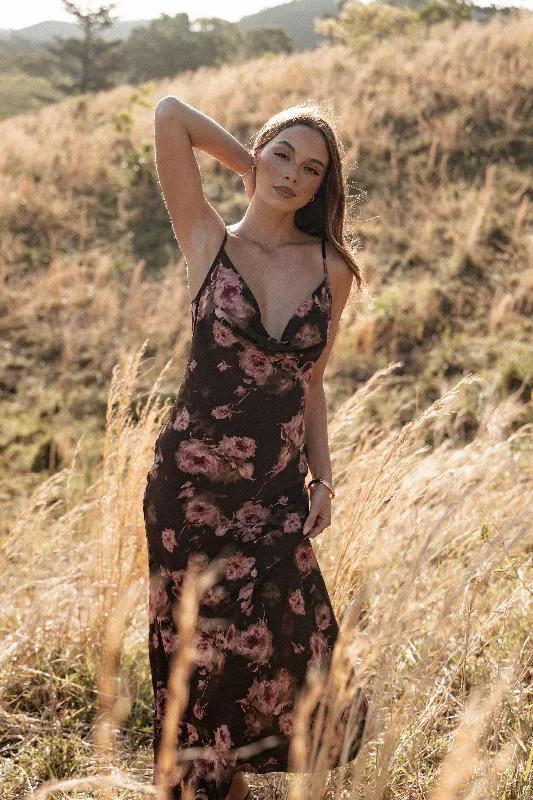 Weekend Deal Rush Enya Maxi Dress - Chocolate Floral