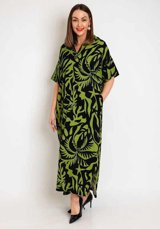 Mega Sale Natalia Collection One Size Print Maxi Dress, Kiwi