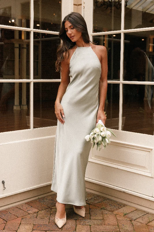 Weekend Closeout Deals Hadley Halterneck Maxi Dress - Sage