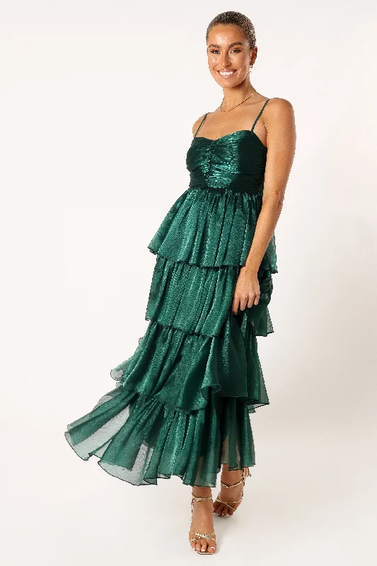 Weekend Best Buys Jace Tiered Maxi Dress - Shimmer Emerald