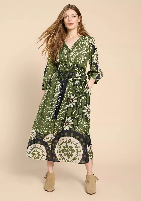 Weekend Price Drop Event White Stuff Jenna Mosaic Pattern Maxi Dress, Green Print