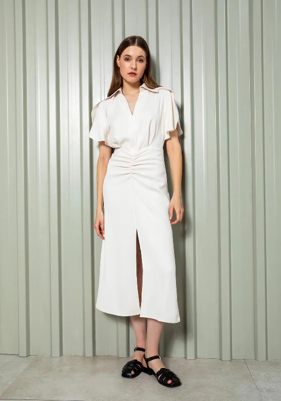 Weekend Flash Offers Kameya Ruched Bodice A-line Maxi Dress, Ecru