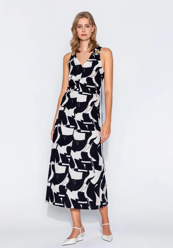 Weekend Shopping Fiesta Kameya Cut-Out Back Abstract Print Maxi Dress, Black