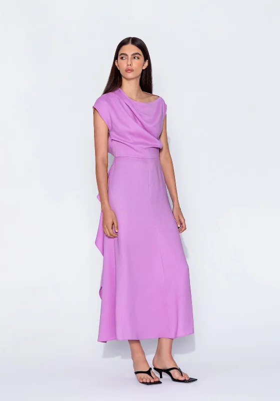 Weekend Low Prices Kameya Ruffle Draped Detail Maxi Dress, Lilac