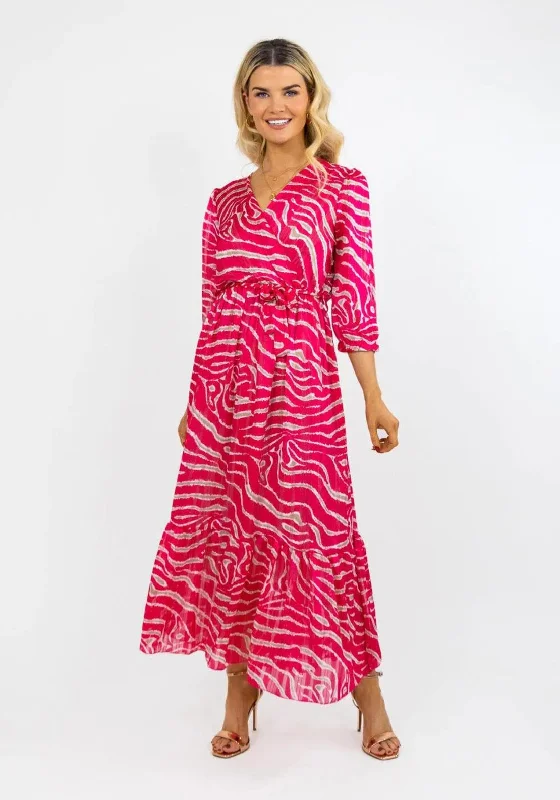 Weekend Special Bargains Kate & Pippa Modena Animal Print Maxi Dress, Fuchsia