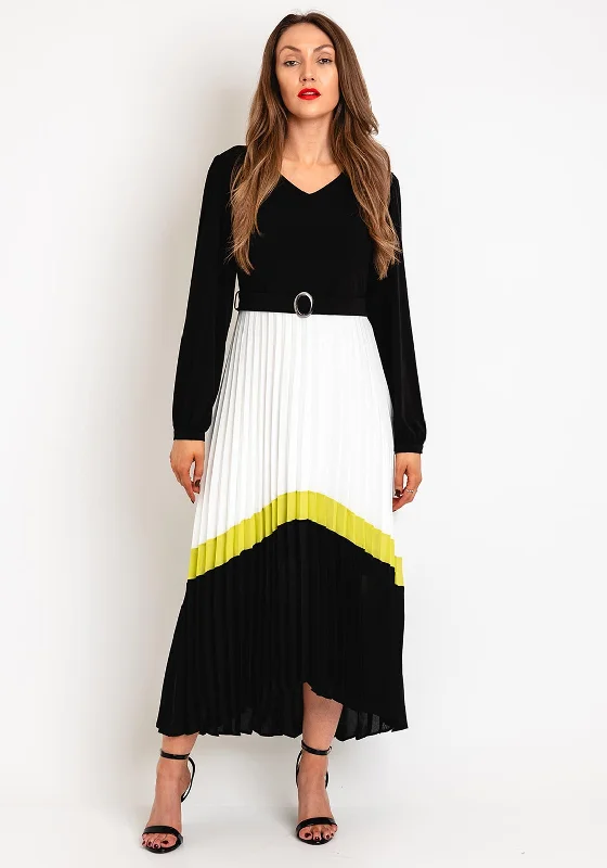 Flash Sale Kate Cooper Contrasting Pleated Maxi Dress, Black & Lime