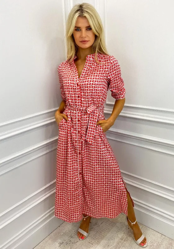 Weekend Bargain Shopping Kate & Pippa Capri Swirl & Dot Print Midi Dress, Red Multi