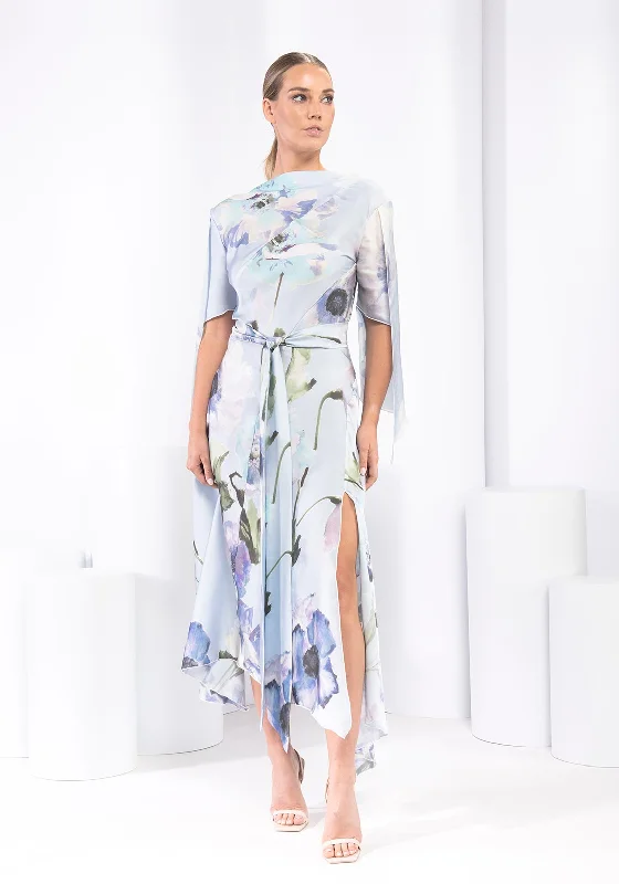 Weekend Special Sale Kevan Jon Como Open Sleeve Print Maxi Dress, Blue