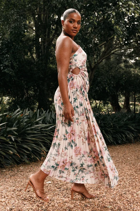 Weekend Clearance Frenzy Kleo One Shoulder Maxi Dress - Pink Floral