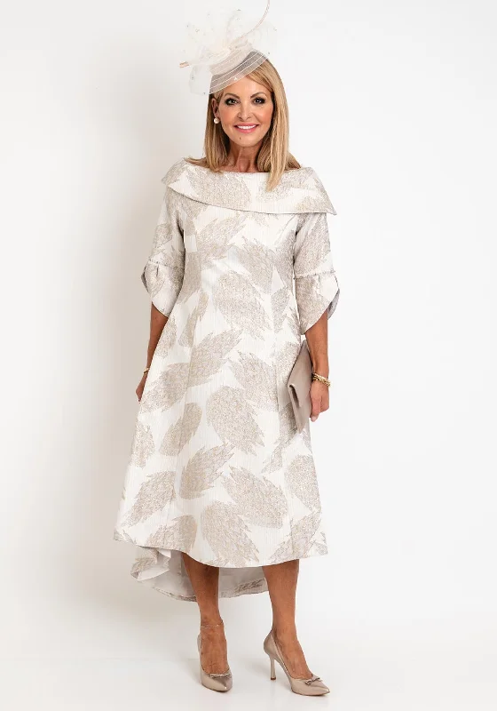 Deal Frenzy Lizabella Embossed Dip Hem Midi Dress, Stone