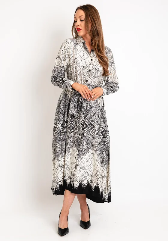Extra Discount Natalia Collection One Size Scattered Print Shirt Maxi Dress, Black & White Extra Discount Natalia Collection One Size Scattered Print Shirt Maxi Dress, Black & White