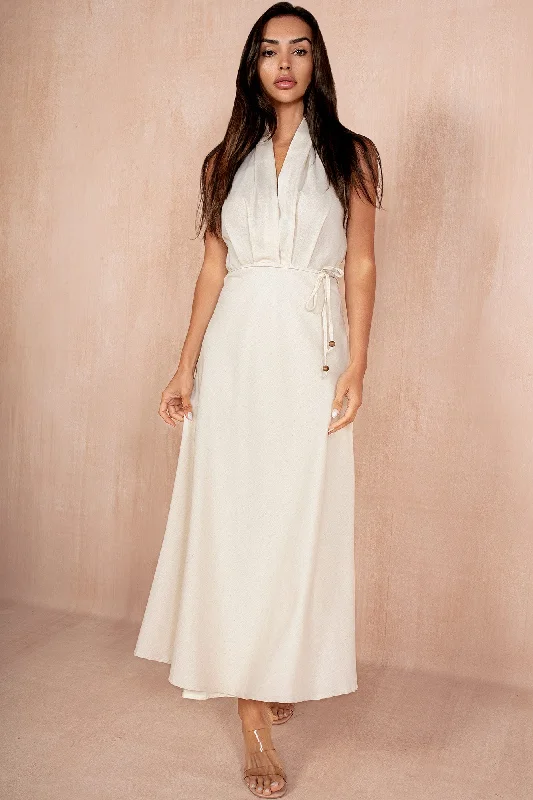 Weekend Discount Extravaganza Mina Stone Linen Maxi Dress