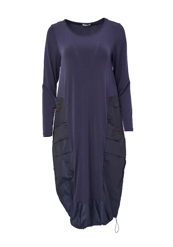End-of-Season Sale Naya Bubbled Side Panels Jersey Midi Dress, Navy