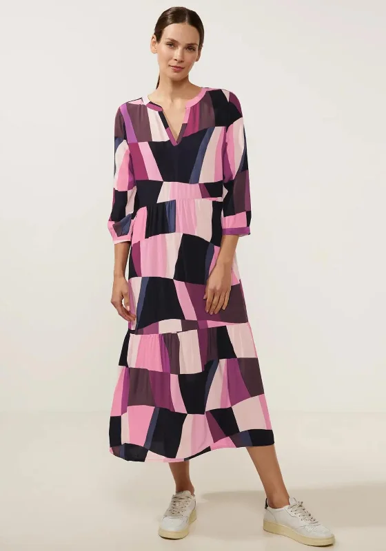 Limited Offer Street One Patch Smock Maxi Dress, Pink Multi