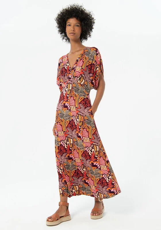 Weekend Bargain Blast Surkana Aloe Vera Japanese Sleeve Maxi Dress, Multi