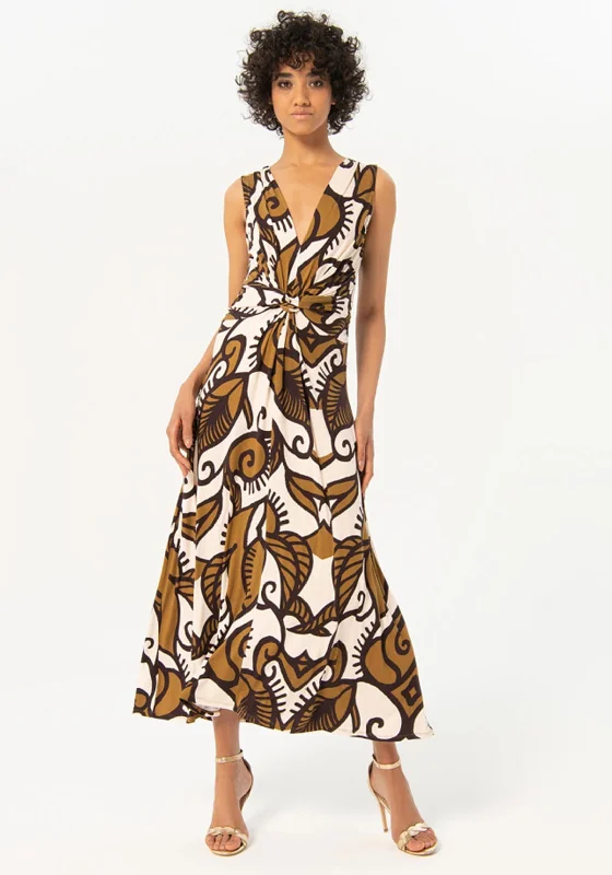 Weekend Offers Galore Surkana Twisted Waist Print Maxi Dress, Khaki