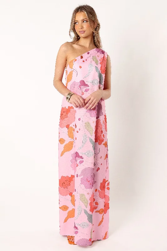 Weekend Sale Marathon Tillie One Shoulder Maxi Dress - Pink Floral